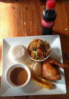 C5: Quarter Chicken, Pancit Canton Guisado, Rice, Softdrinks, Fried Saba & Kropek